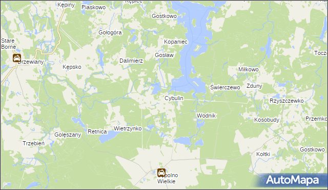 mapa Cybulin gmina Biały Bór, Cybulin gmina Biały Bór na mapie Targeo