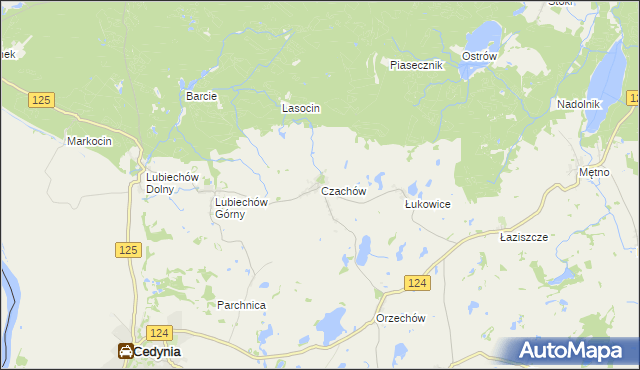 mapa Czachów gmina Cedynia, Czachów gmina Cedynia na mapie Targeo