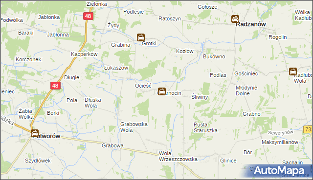 mapa Czarnocin gmina Radzanów, Czarnocin gmina Radzanów na mapie Targeo