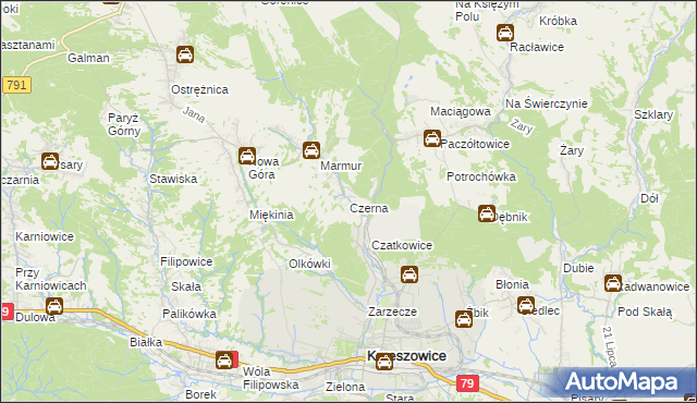 mapa Czerna gmina Krzeszowice, Czerna gmina Krzeszowice na mapie Targeo