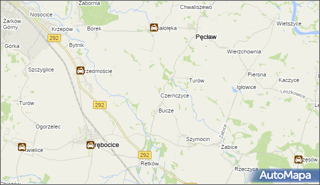 mapa Czerńczyce gmina Grębocice, Czerńczyce gmina Grębocice na mapie Targeo