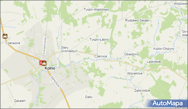 mapa Czernice gmina Kolno, Czernice gmina Kolno na mapie Targeo