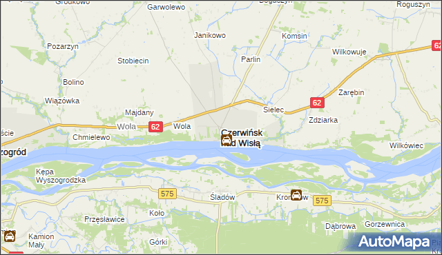 mapa Czerwińsk nad Wisłą, Czerwińsk nad Wisłą na mapie Targeo