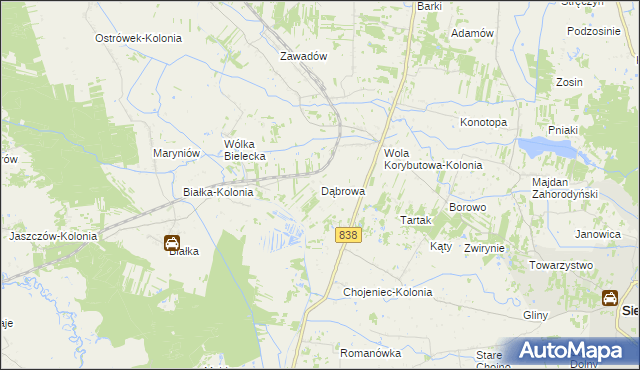 mapa Dąbrowa gmina Milejów, Dąbrowa gmina Milejów na mapie Targeo