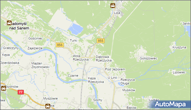 mapa Dąbrowa Rzeczycka, Dąbrowa Rzeczycka na mapie Targeo