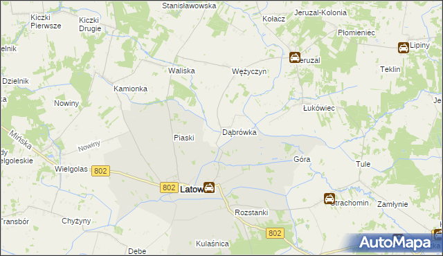 mapa Dąbrówka gmina Latowicz, Dąbrówka gmina Latowicz na mapie Targeo