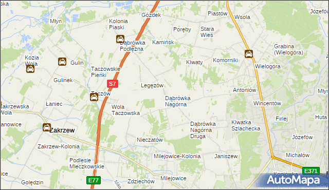 mapa Dąbrówka Nagórna, Dąbrówka Nagórna na mapie Targeo