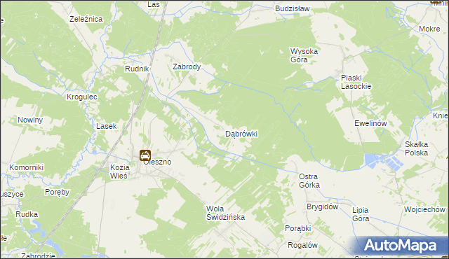 mapa Dąbrówki gmina Krasocin, Dąbrówki gmina Krasocin na mapie Targeo