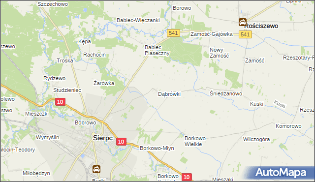 mapa Dąbrówki gmina Sierpc, Dąbrówki gmina Sierpc na mapie Targeo
