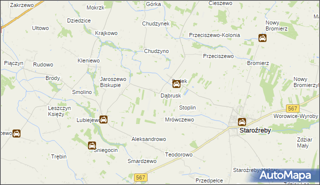 mapa Dąbrusk, Dąbrusk na mapie Targeo