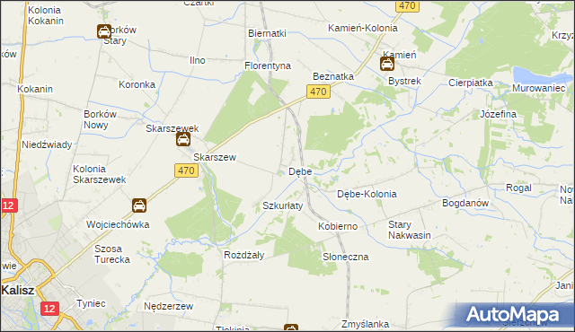 mapa Dębe gmina Żelazków, Dębe gmina Żelazków na mapie Targeo