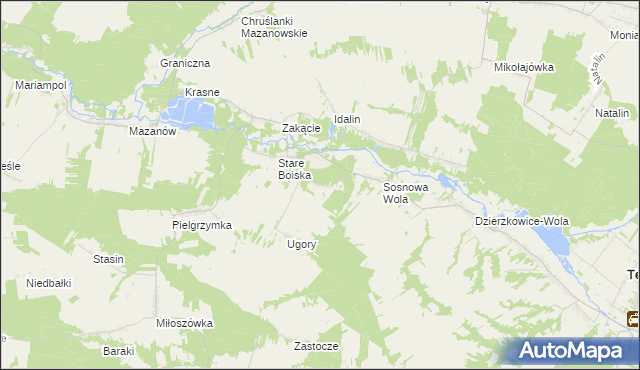 mapa Dębina gmina Dzierzkowice, Dębina gmina Dzierzkowice na mapie Targeo