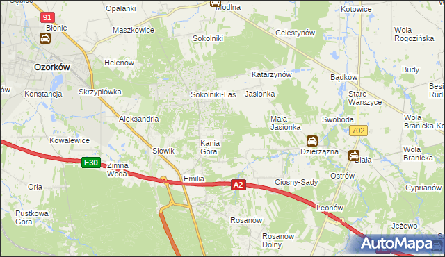 mapa Dębniak gmina Zgierz, Dębniak gmina Zgierz na mapie Targeo
