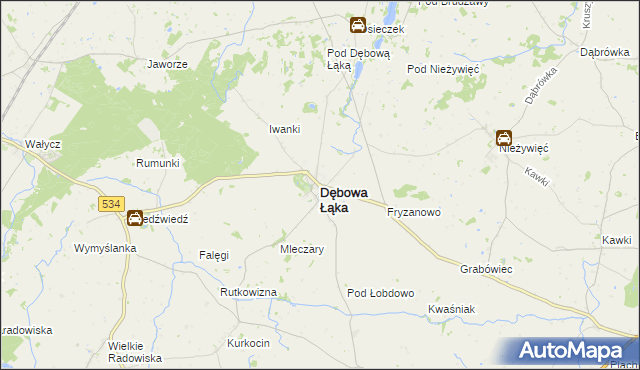 mapa Dębowa Łąka, Dębowa Łąka na mapie Targeo