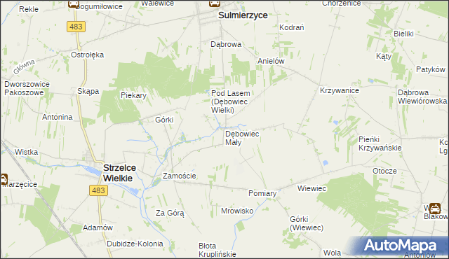 mapa Dębowiec Mały, Dębowiec Mały na mapie Targeo