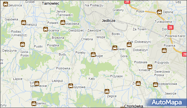 mapa Długie gmina Jedlicze, Długie gmina Jedlicze na mapie Targeo