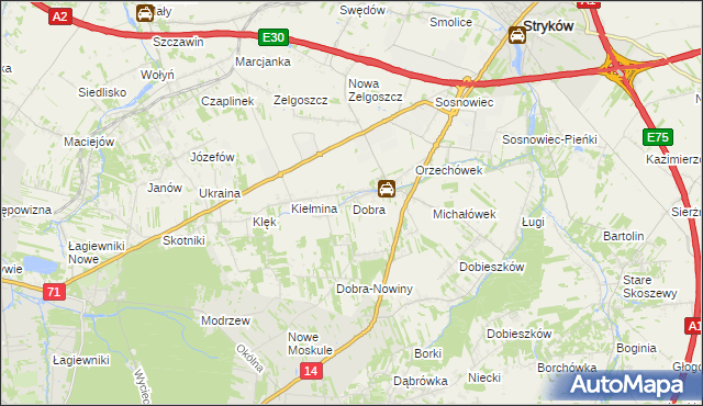 mapa Dobra gmina Stryków, Dobra gmina Stryków na mapie Targeo
