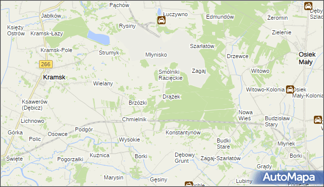mapa Drążek, Drążek na mapie Targeo