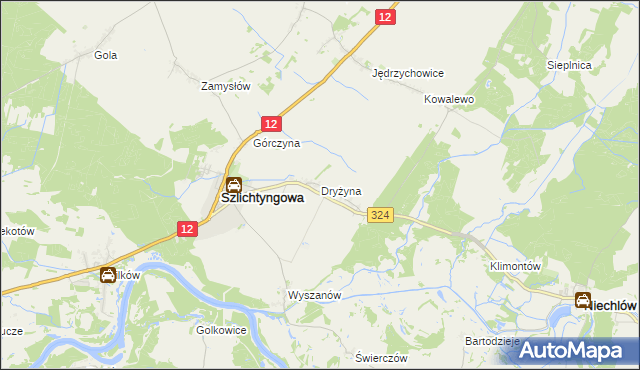 mapa Dryżyna, Dryżyna na mapie Targeo