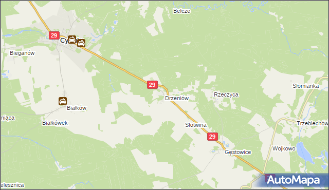 mapa Drzeniów gmina Cybinka, Drzeniów gmina Cybinka na mapie Targeo