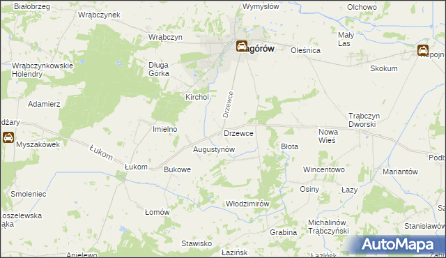 mapa Drzewce gmina Zagórów, Drzewce gmina Zagórów na mapie Targeo