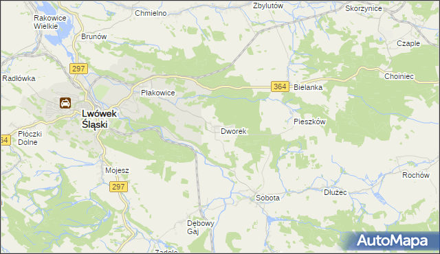 mapa Dworek gmina Lwówek Śląski, Dworek gmina Lwówek Śląski na mapie Targeo