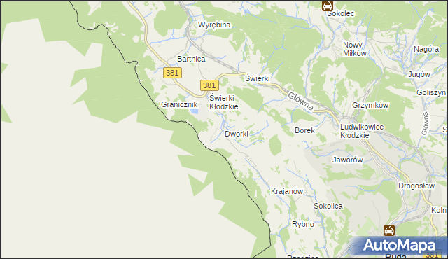 mapa Dworki gmina Nowa Ruda, Dworki gmina Nowa Ruda na mapie Targeo
