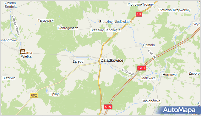 mapa Dziadkowice powiat siemiatycki, Dziadkowice powiat siemiatycki na mapie Targeo