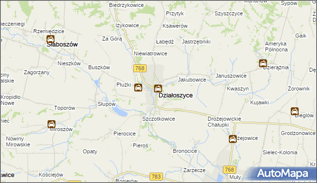 mapa Działoszyce, Działoszyce na mapie Targeo