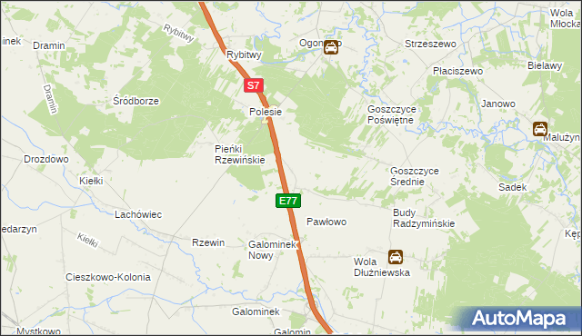 mapa Dziektarzewo-Wylaty, Dziektarzewo-Wylaty na mapie Targeo