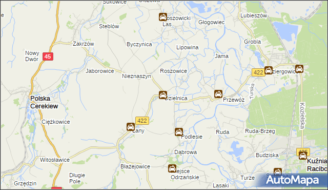 mapa Dzielnica gmina Cisek, Dzielnica gmina Cisek na mapie Targeo