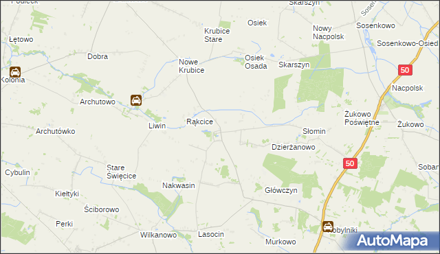 mapa Dzierżanowo-Osada, Dzierżanowo-Osada na mapie Targeo