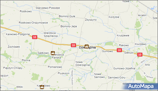 mapa Dzierzążnia, Dzierzążnia na mapie Targeo