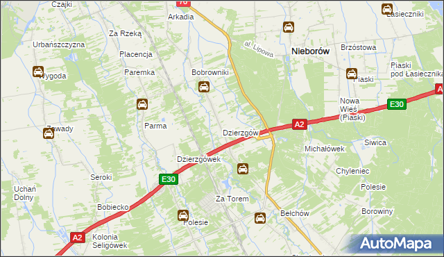 mapa Dzierzgów gmina Nieborów, Dzierzgów gmina Nieborów na mapie Targeo