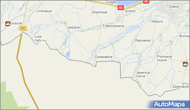 mapa Dziewiętlice, Dziewiętlice na mapie Targeo