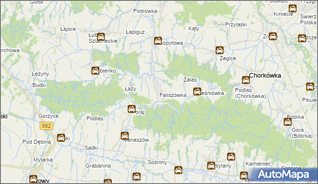 mapa Faliszówka, Faliszówka na mapie Targeo