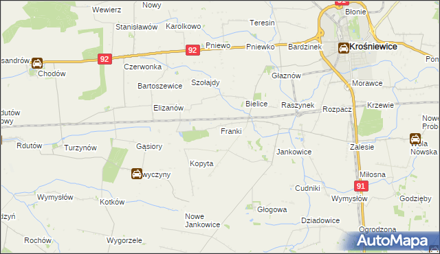 mapa Franki gmina Krośniewice, Franki gmina Krośniewice na mapie Targeo