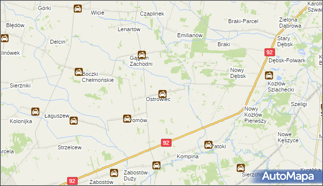 mapa Gągolin Południowy, Gągolin Południowy na mapie Targeo