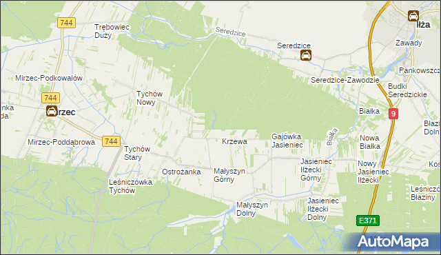 mapa Gajówka Krzewa, Gajówka Krzewa na mapie Targeo