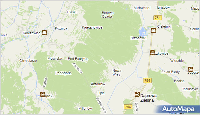 mapa Gajówka Nowa Wieś gmina Dąbrowa Zielona, Gajówka Nowa Wieś gmina Dąbrowa Zielona na mapie Targeo