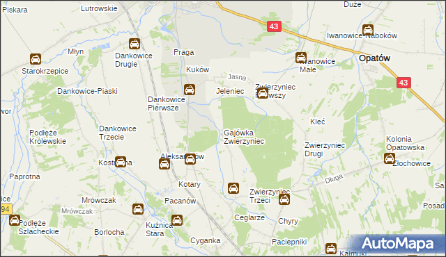 mapa Gajówka Zwierzyniec, Gajówka Zwierzyniec na mapie Targeo
