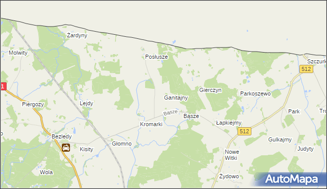 mapa Ganitajny, Ganitajny na mapie Targeo