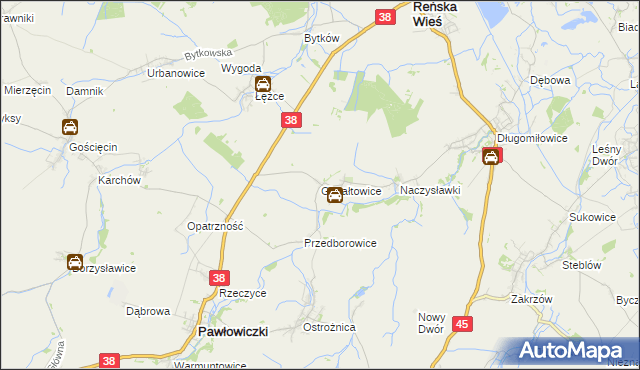 mapa Gierałtowice gmina Reńska Wieś, Gierałtowice gmina Reńska Wieś na mapie Targeo