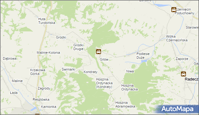 mapa Gilów gmina Goraj, Gilów gmina Goraj na mapie Targeo