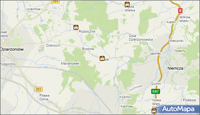 mapa Gilów gmina Niemcza, Gilów gmina Niemcza na mapie Targeo