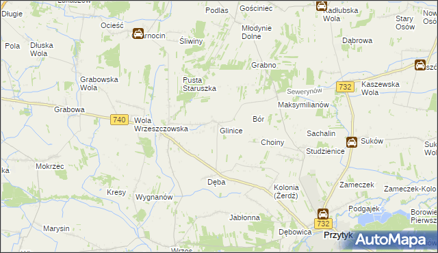 mapa Glinice gmina Przytyk, Glinice gmina Przytyk na mapie Targeo