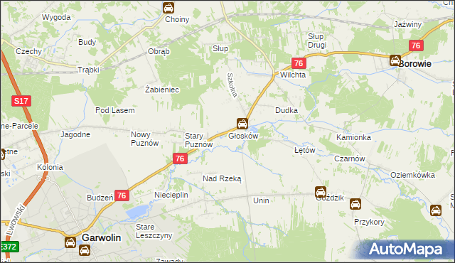 mapa Głosków gmina Borowie, Głosków gmina Borowie na mapie Targeo