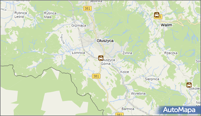 mapa Głuszyca Górna, Głuszyca Górna na mapie Targeo