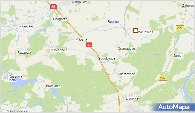 mapa Gogołowice gmina Lubin, Gogołowice gmina Lubin na mapie Targeo
