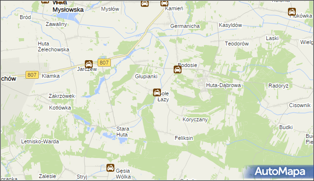 mapa Gołe Łazy, Gołe Łazy na mapie Targeo